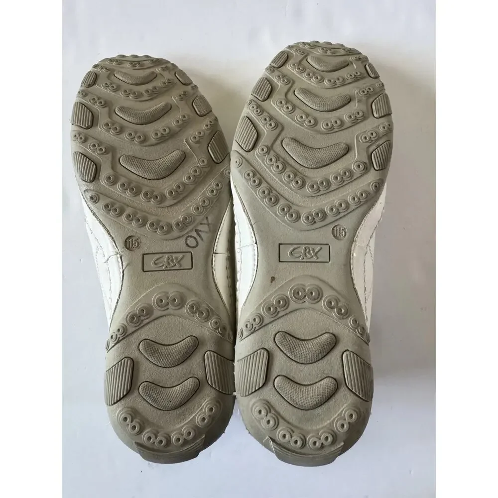 GBX Mens 11.5 Casual Slip On Loafers Shoes White Leather Woven